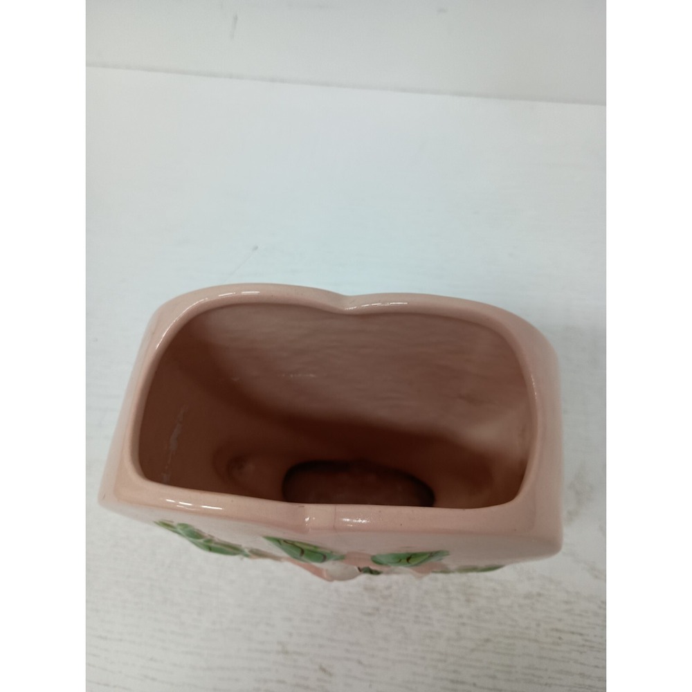 VTG Hull USA Pottery Pink Ceramic Dogwood Blossom Heart Vase Mid Century Modern - Picture 3 of 12